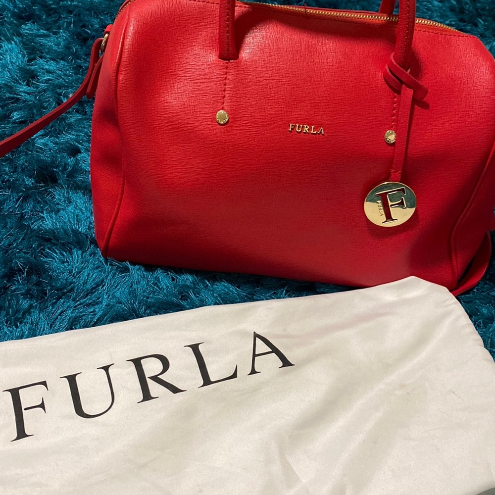 Furla red duffel bag